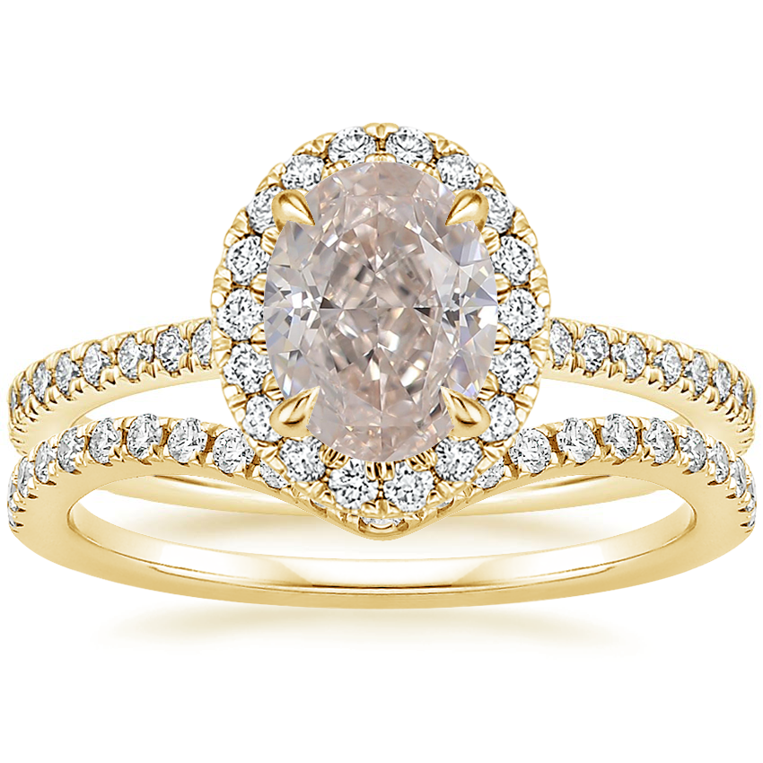 18K Yellow Gold Luxe Ballad Halo Diamond Ring (1/3 ct. tw.) with Flair Diamond Ring (1/6 ct. tw.)