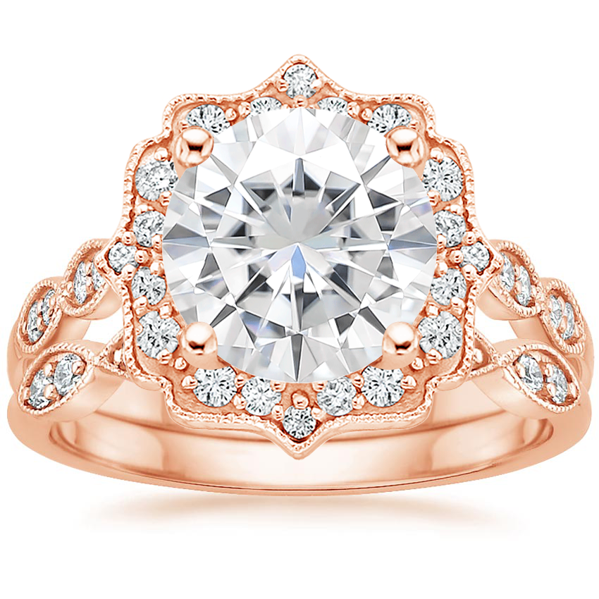 14KR Moissanite Cadenza Halo Diamond Bridal Set (1/4 ct. tw.), top view