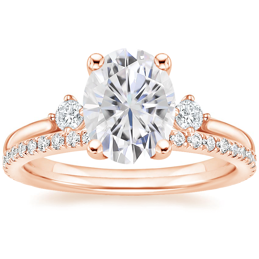 14K Rose Gold Three Stone Floating Diamond Ring with Luxe Ballad Diamond Ring (1/4 ct. tw.)