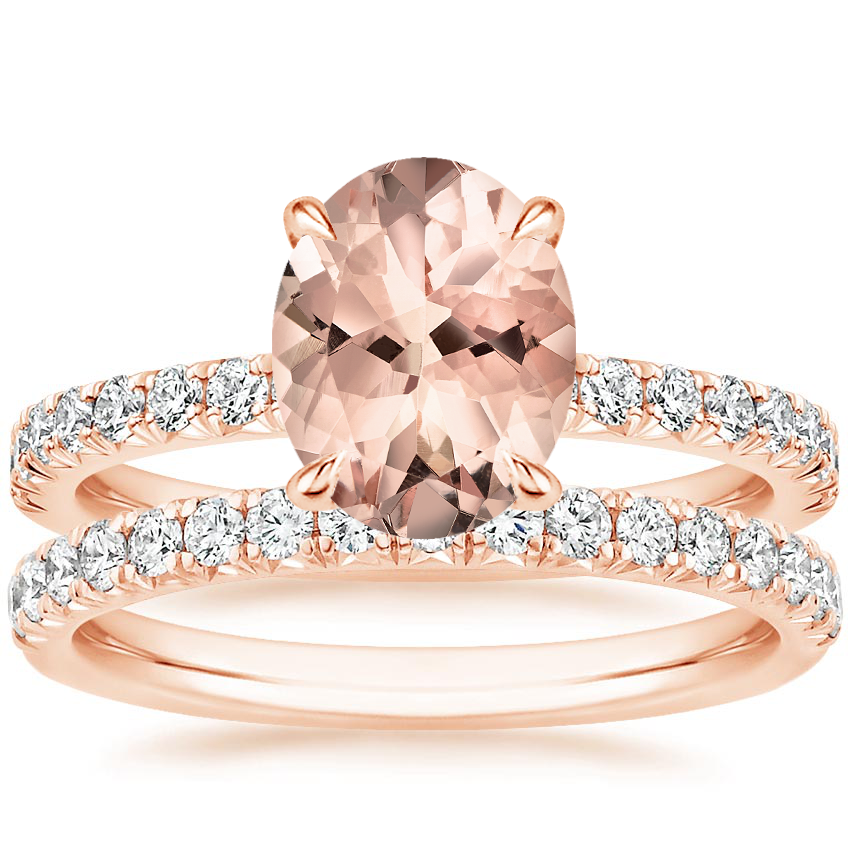 14KR Morganite Amelie Diamond Bridal Set, top view