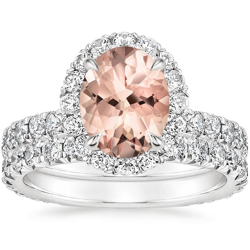 18KW Morganite Estelle Diamond Bridal Set (1 1/3 ct. tw.), top view