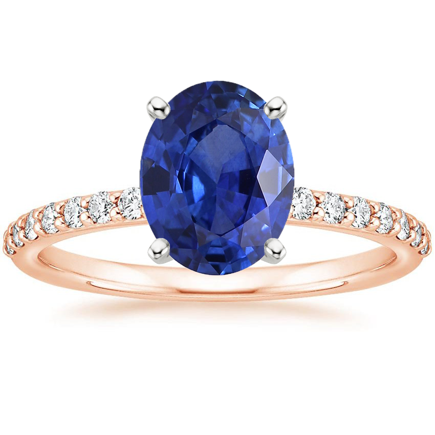 14K Rose Gold Petite Shared Prong Half Coverage Diamond Ring, large top view