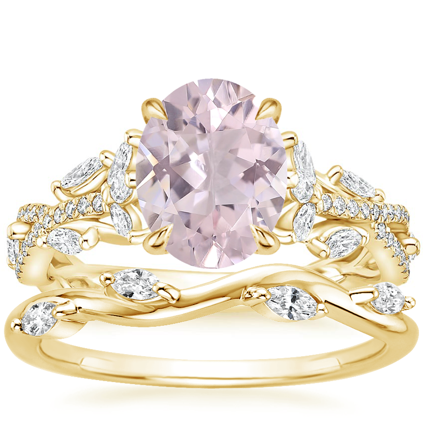 18K Yellow Gold Luxe Secret Garden Diamond Ring (3/4 ct. tw.) with Winding Willow Diamond Ring
