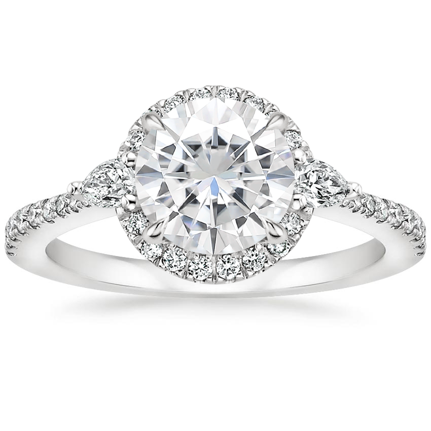 Moissanite Luxe Aria Halo Diamond Ring (1/4 ct. tw.) in 18K White Gold