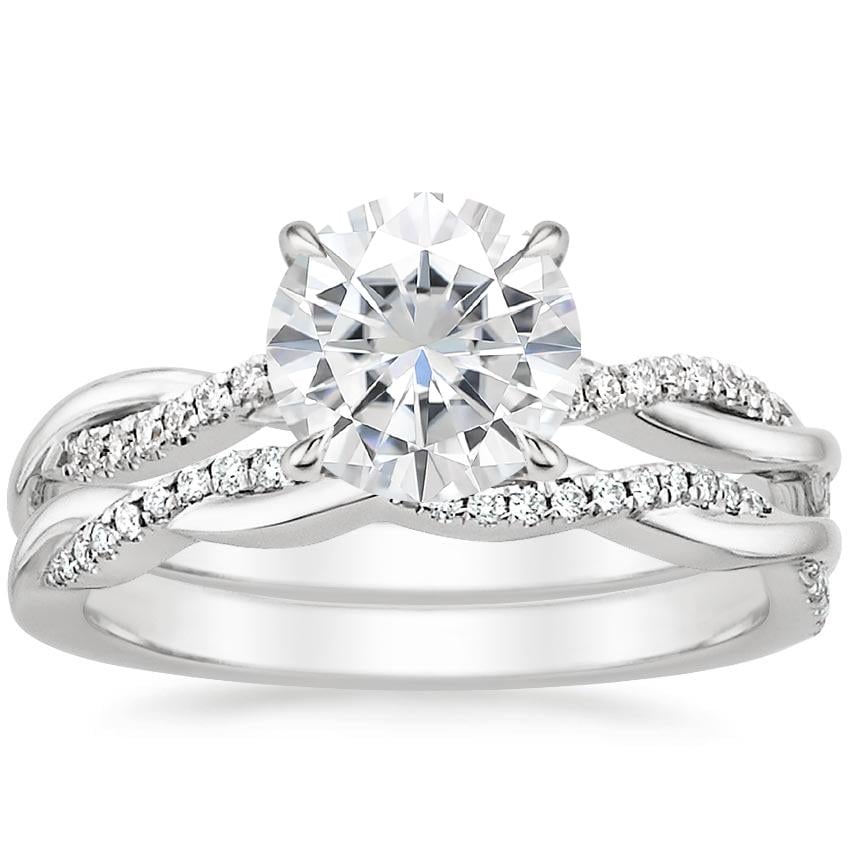 18KW Moissanite Petite Twisted Vine Diamond Bridal Set (1/4 ct. tw.), top view