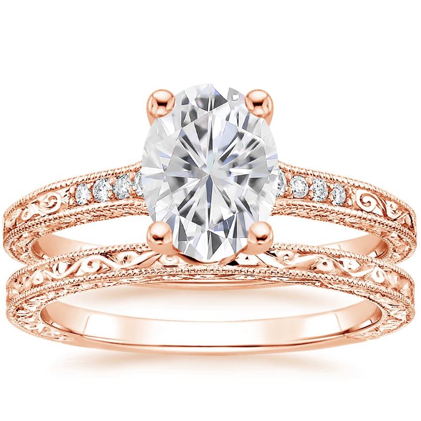 14KR Moissanite Luxe Hudson Diamond Bridal Set, top view