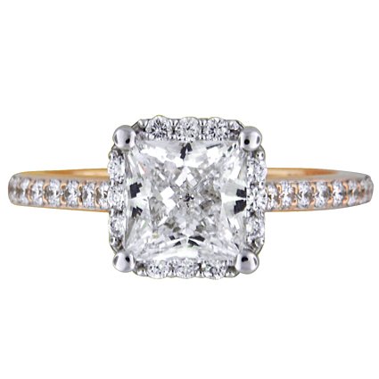 Custom Fancy Diamond Halo with Side Stones