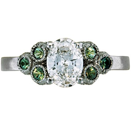 Custom Green Sapphire Trio Ring
