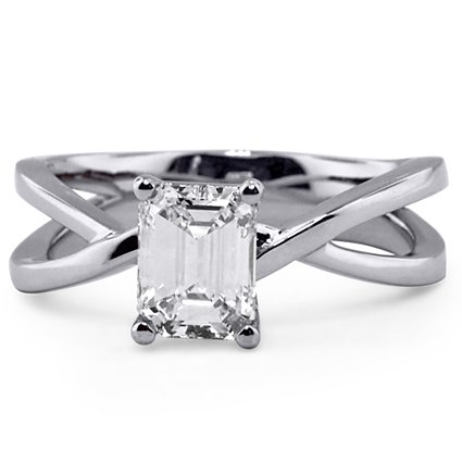 Custom Helix Ring with Emerald Cut Diamond