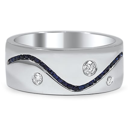 Custom Sapphire and Diamond Wave Ring