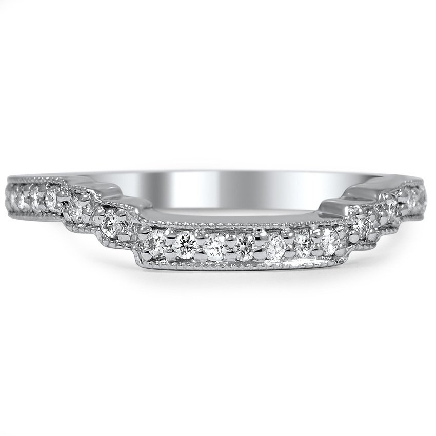 Custom Contoured Pave Milgrain Diamond Wedding Ring