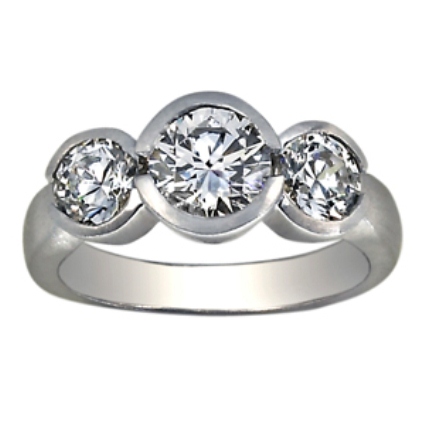bezel ring semi stone custom matte finish three rings