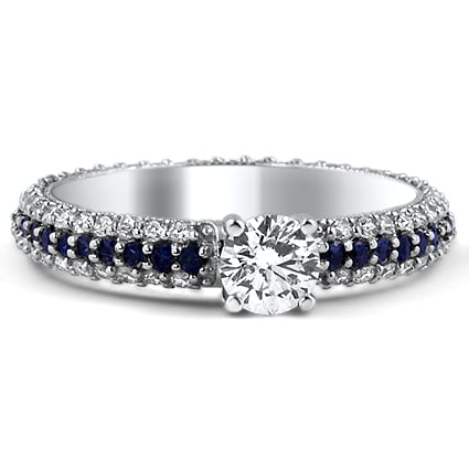 Custom Multi-Row Diamond and Sapphire Milgrained