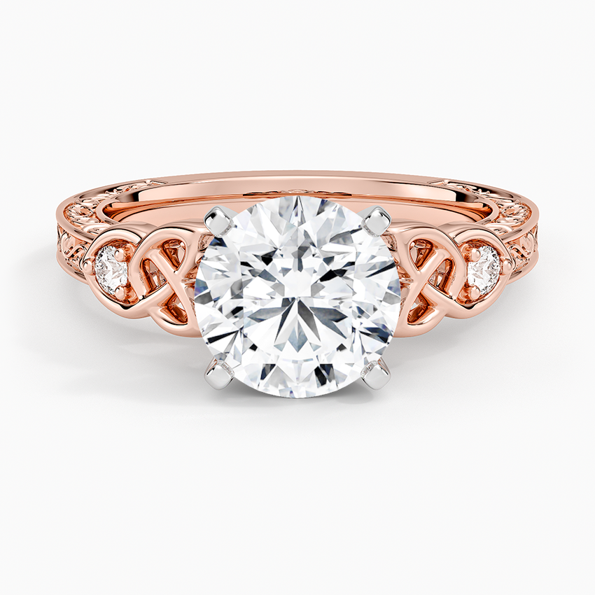 14K Rose Gold Aberdeen Celtic Diamond Ring, large top view