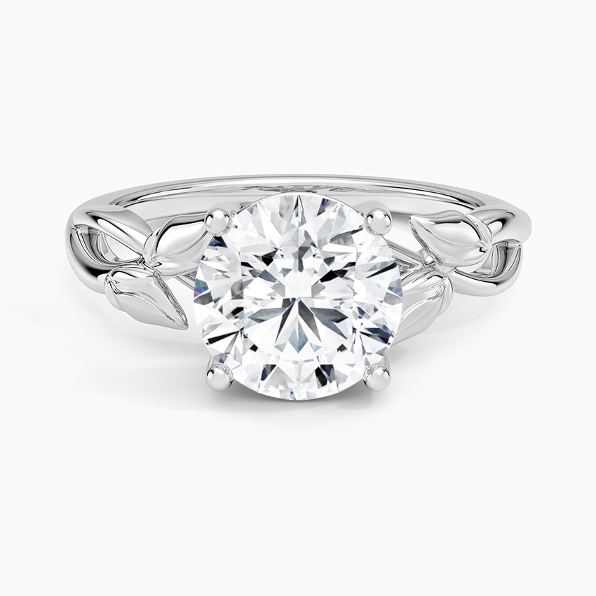 18K White Gold Budding Willow Solitaire Ring, large top view