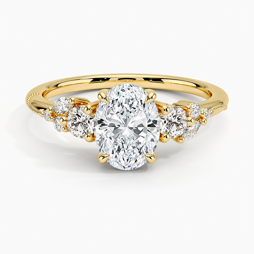 18K Yellow Gold Camellia Three Stone Diamond Ring (1/3 ct. tw.)