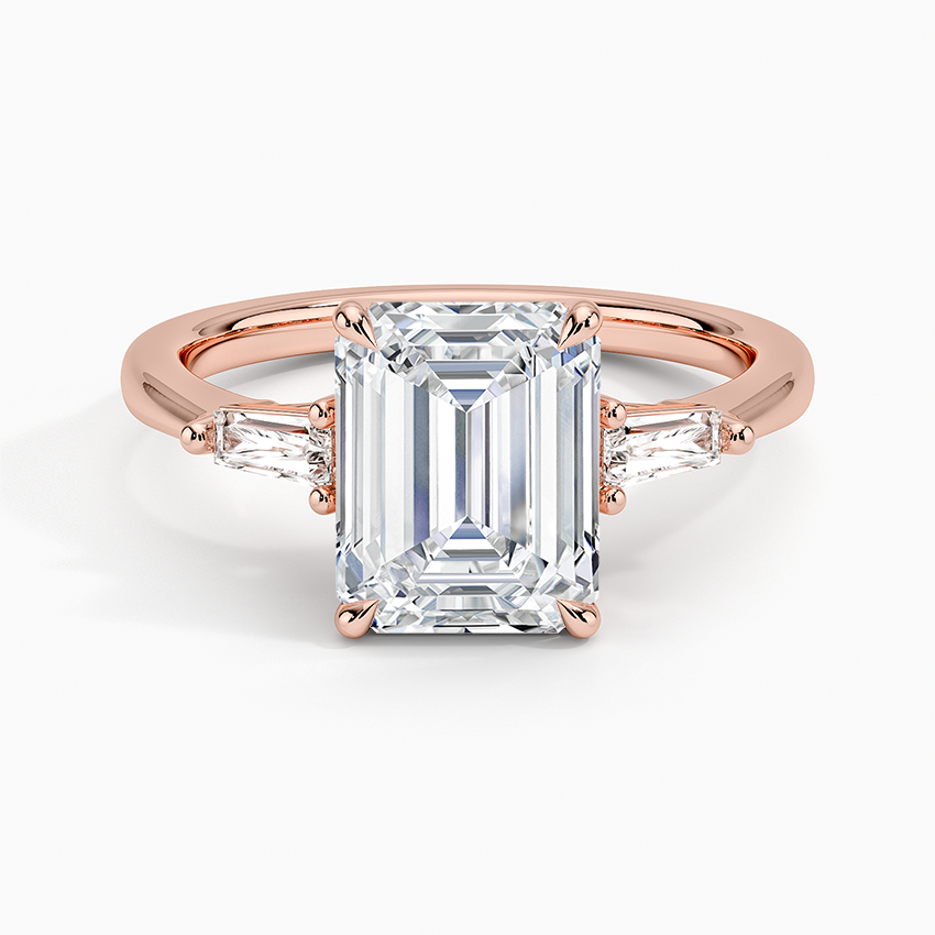 14K Rose Gold Quinn Three Stone Diamond Ring