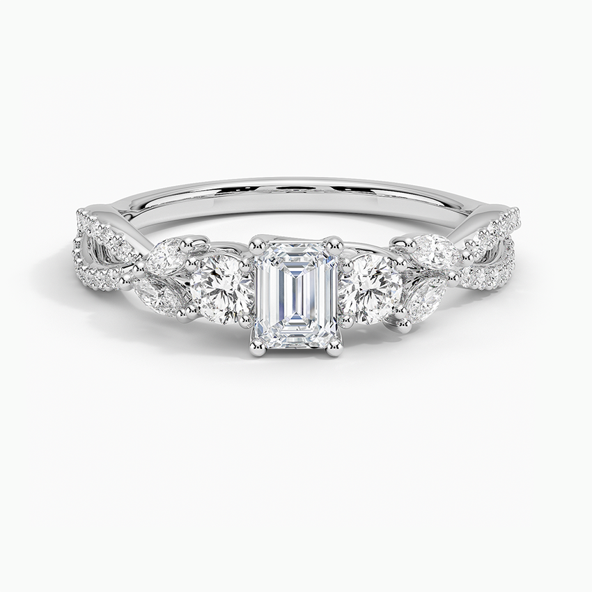 Antique Filigree Emerald Cut Diamond Engagement Ring In 950