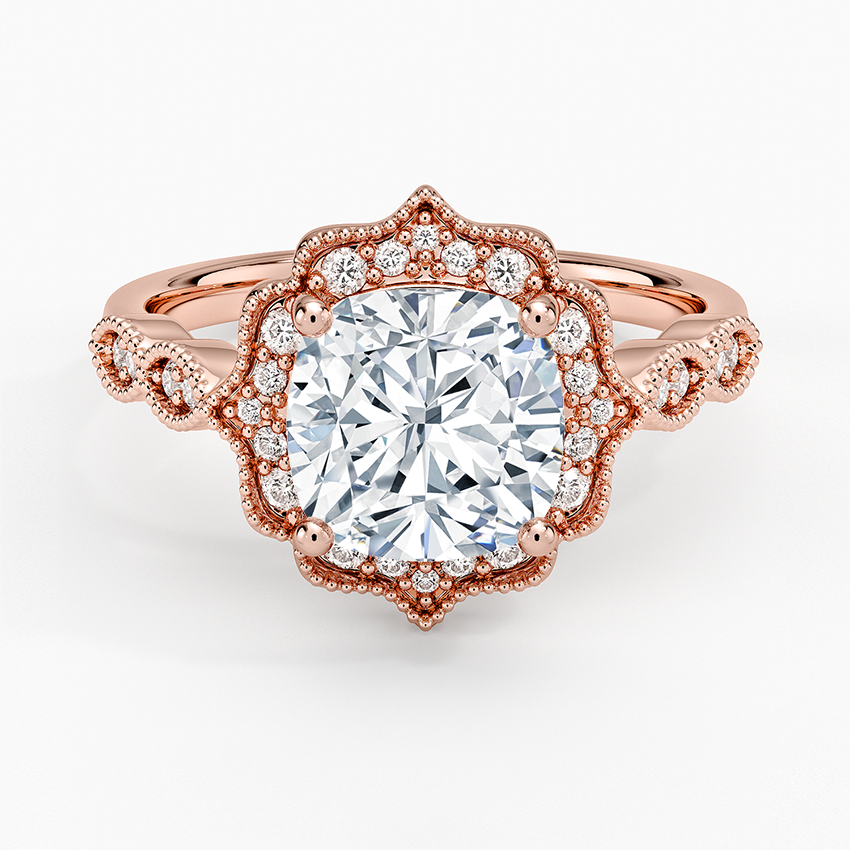14K Rose Gold Cadenza Halo Diamond Ring