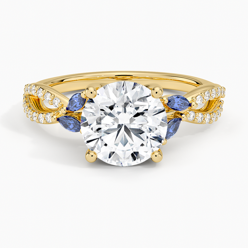 18K Yellow Gold Luxe Willow Sapphire and Diamond Ring (1/8 ct. tw.), large top view