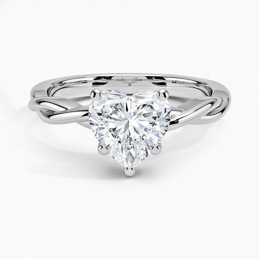 18K White Gold Twisted Vine Solitaire Ring