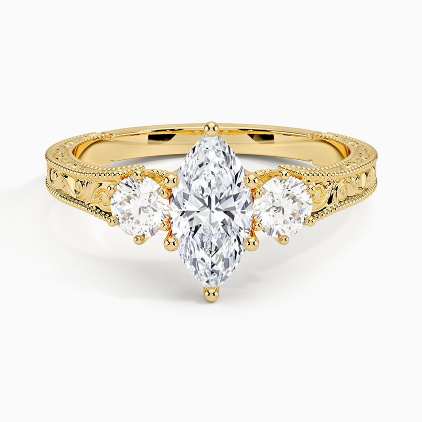 Hudson Engraved Three Stone Lab Diamond Ring (1/3 ct. tw.)