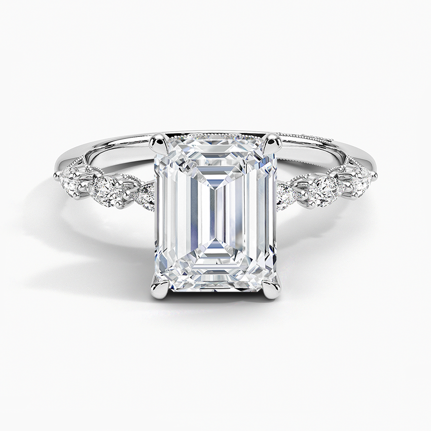 18K White Gold Tacori Sculpted Crescent Pear Diamond Ring