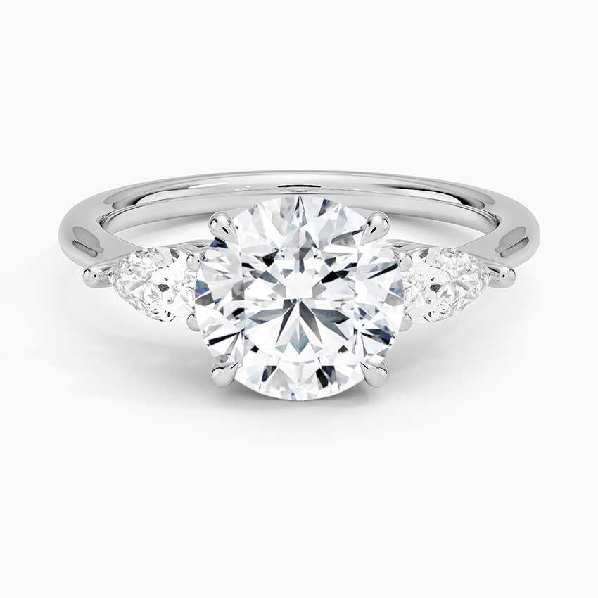 18K White Gold Opera Three Stone Diamond Ring, large top view