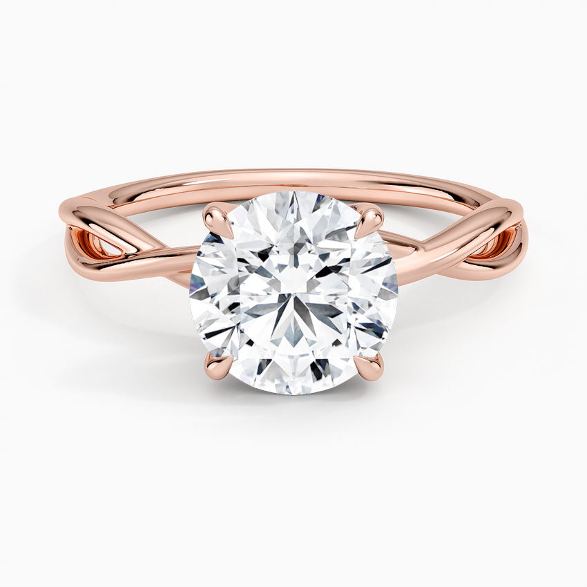 14K Rose Gold Alya Twist Solitaire Ring, large top view