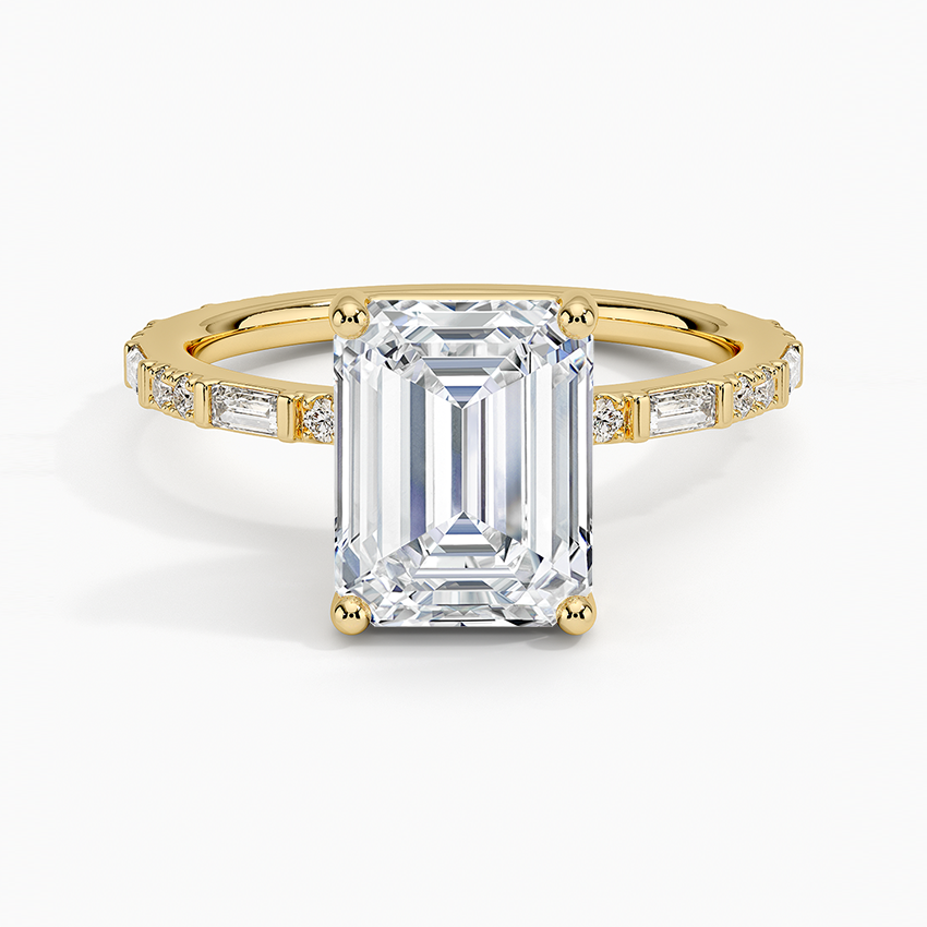 18K Yellow Gold Luz Baguette and Round Diamond Ring