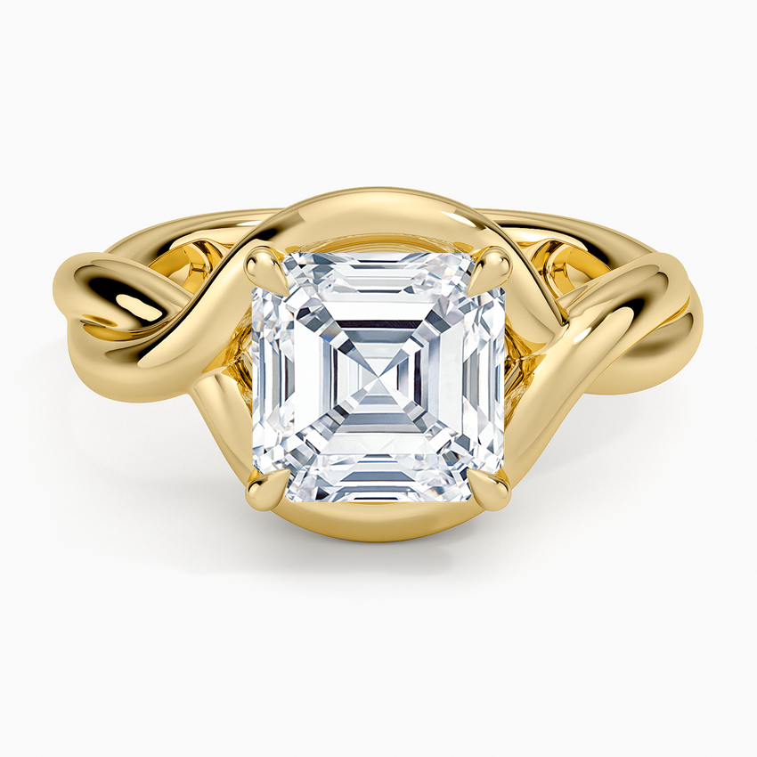 Bypass Twist Bezel Solitaire Diamond Ring in 18K Yellow Gold