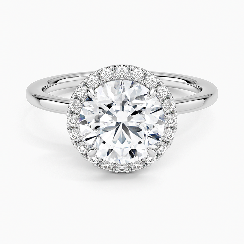 14K White Gold Vienna Halo Diamond Ring, large top view