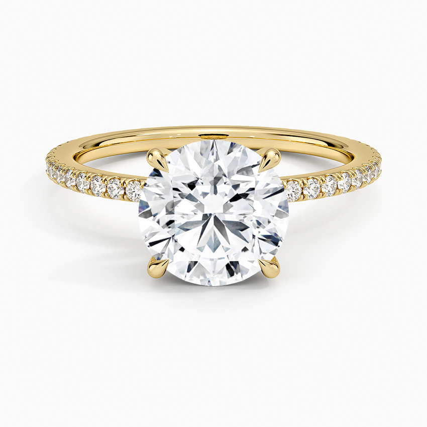 Perfect Fit Hidden Halo Eternity Diamond Engagement Ring in 18K Yellow Gold