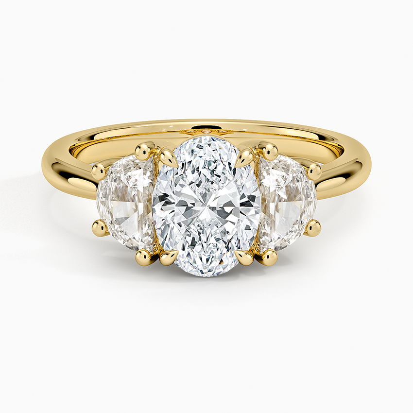 Half Moon Three Stone Diamond Ring (1/2 ct. tw.) in 18K Yellow Gold