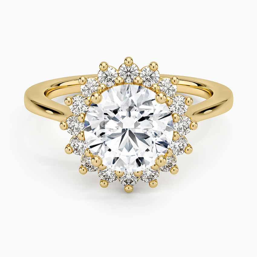 14K Yellow Gold Sunburst Halo Diamond Ring (1/4 ct. tw.), large top view