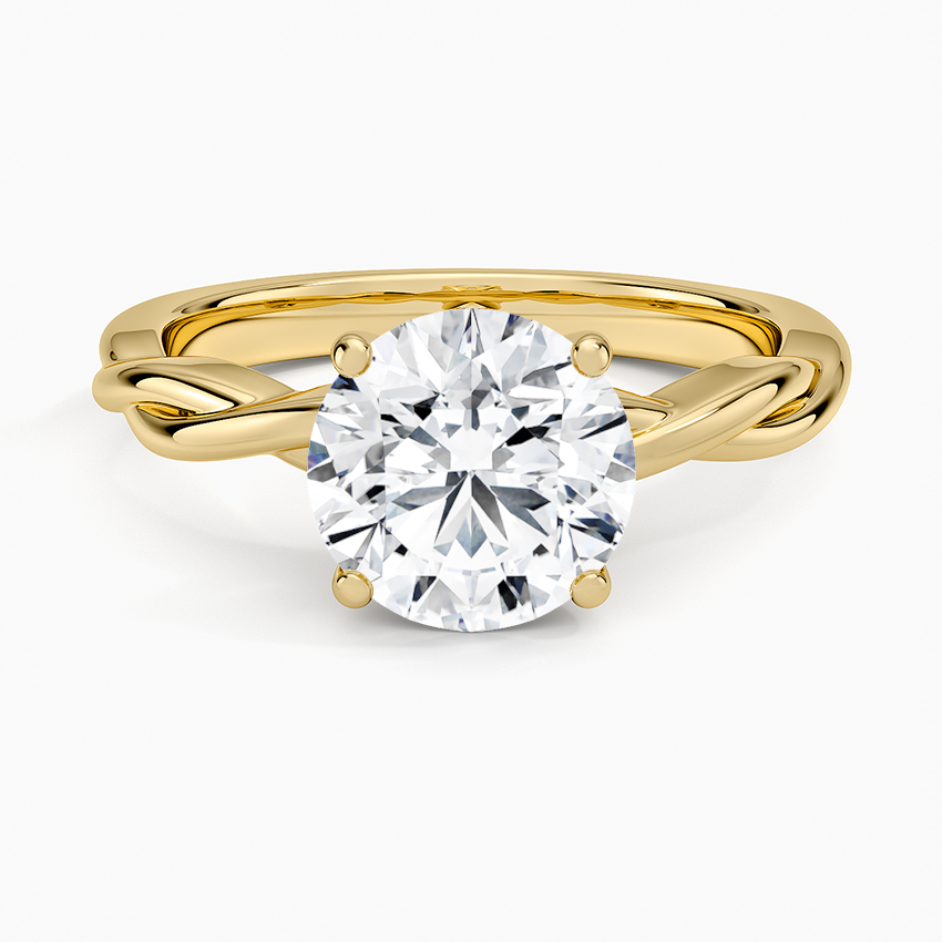 14K Yellow Gold Twisted Vine Solitaire Ring, large top view