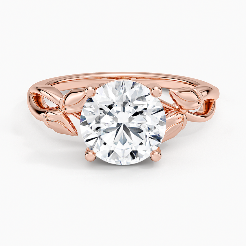 14K Rose Gold Budding Willow Solitaire Ring, large top view