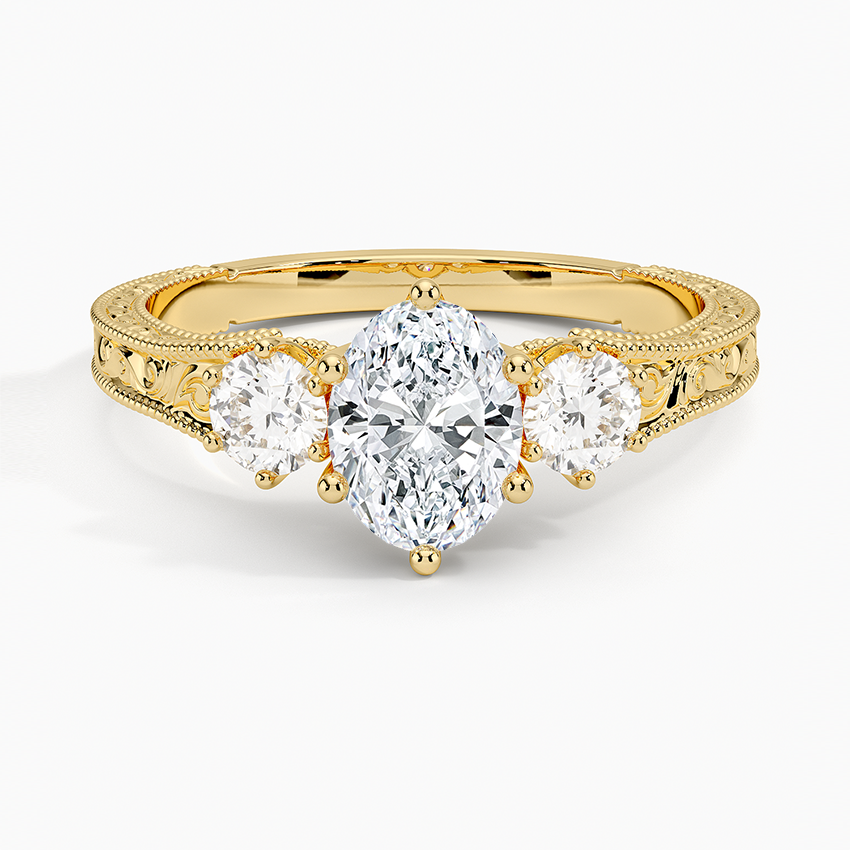 Three stone ring. Diamond Essence 2.0 carat Round Aquamarine