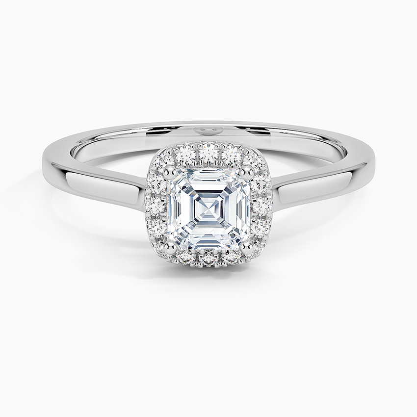 18K White Gold French Halo Diamond Ring