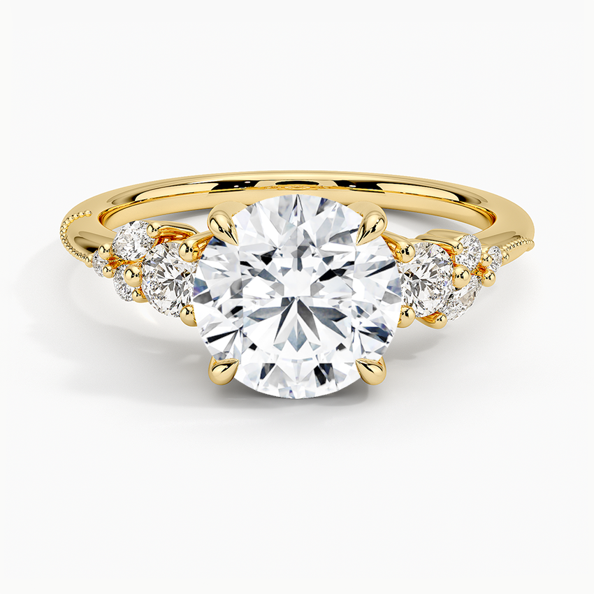 18K Yellow Gold Camellia Three Stone Diamond Ring (1/3 ct. tw.)