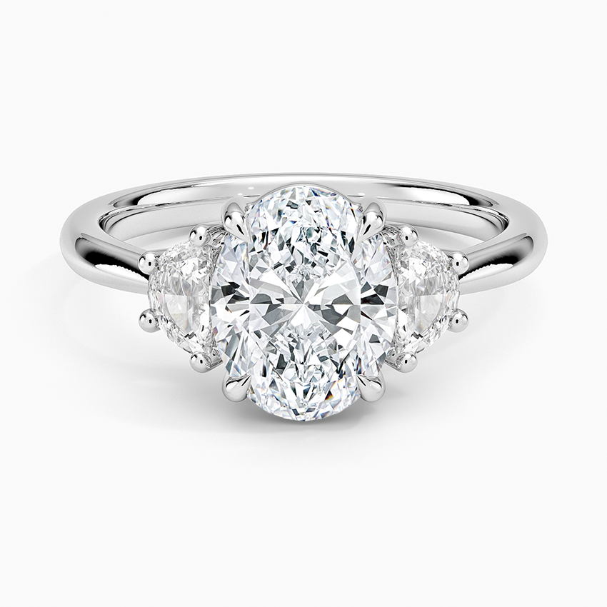 14K White Gold Half Moon Three Stone Diamond Ring (1/4 ct. tw.), large top view