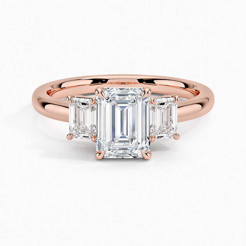 Emerald Cut Three Stone Diamond Ring | Rhiannon
