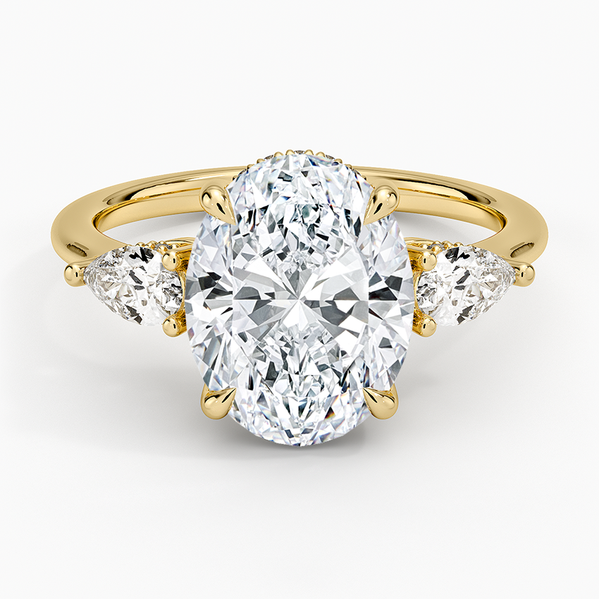 18K Yellow Gold Adorned Opera Three Stone Diamond Ring (1/2 ct. tw.)