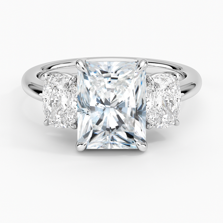 Luxe Faye Elongated Cushion Three Stone Diamond Ring (1 ct. tw.) in 18K White Gold