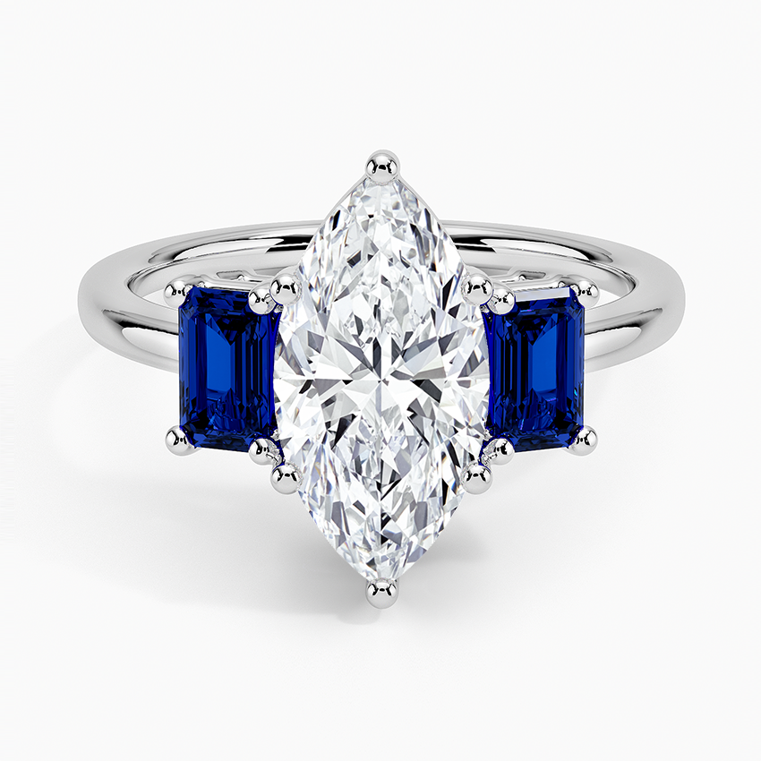 Marquise cut sapphire engagement deals ring in 18k white gold