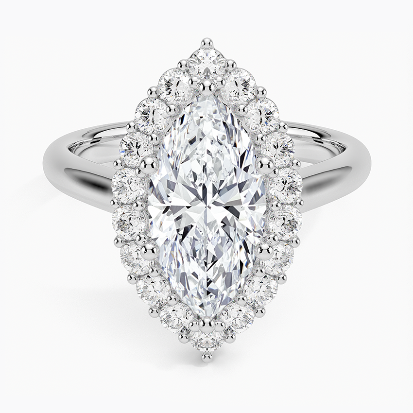 18K White Gold Lotus Flower Halo Diamond Ring (1/4 ct. tw.)