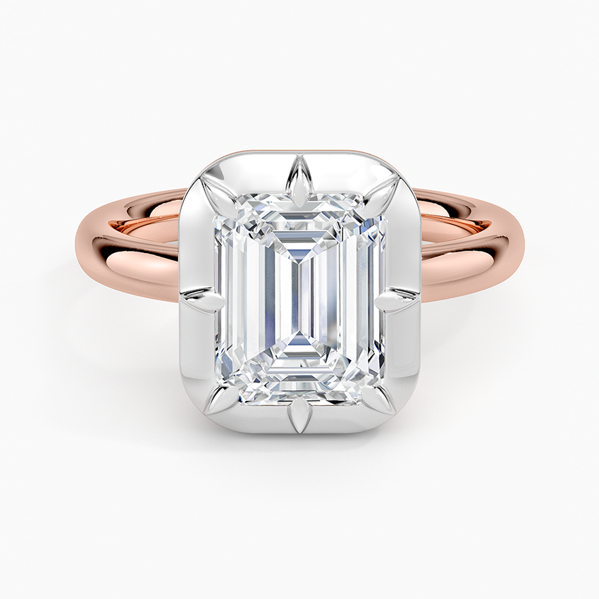 14K Rose Gold Harper Mixed Metal Solitaire Ring, large top view