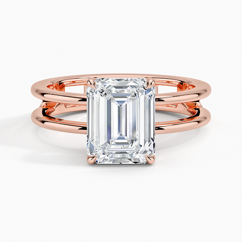 14K Rose Gold Aimee Open Double Band Solitaire Ring