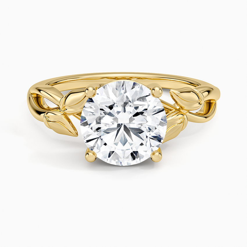 18K Yellow Gold Budding Willow Solitaire Ring, large top view