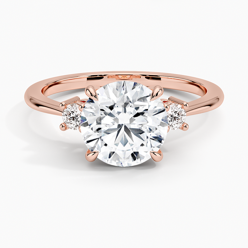 Petite Selene Three Stone Diamond Ring (1/10 ct. tw.) in 14K Rose Gold